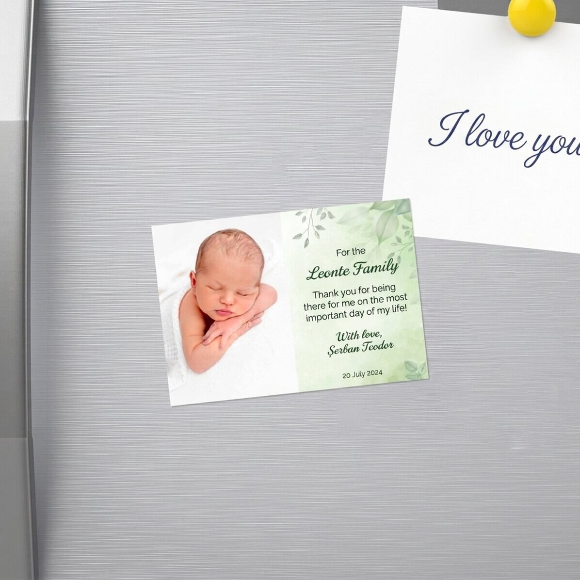 Imán de 10 x 7 cm personalizado con una foto y un mensaje - Recuerdo de bautizo