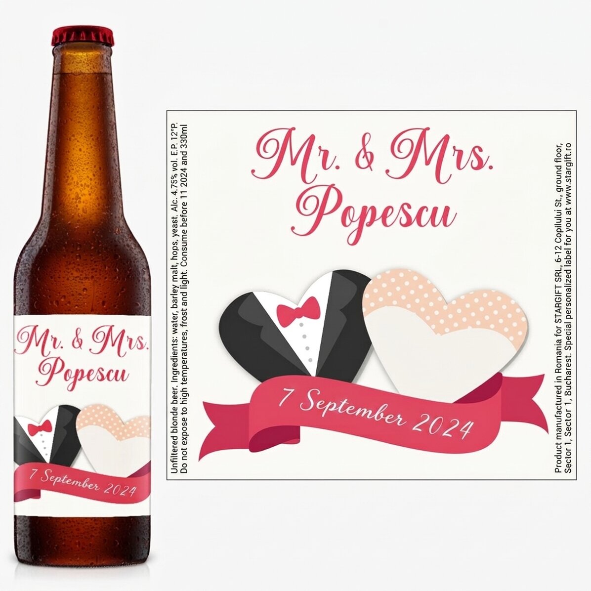 Cerveza personalizada con mensaje - Boda