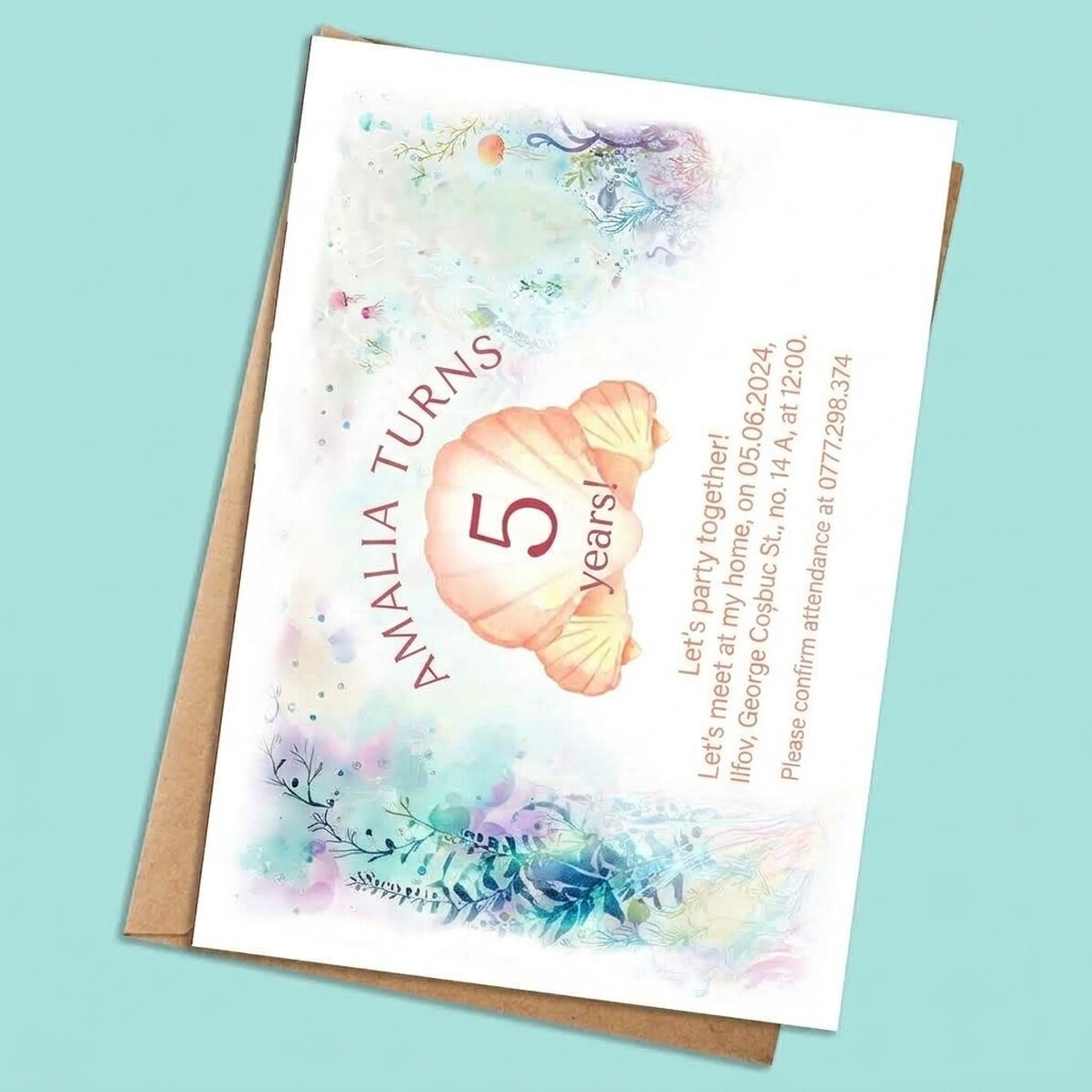 Tarjeta personalizada con texto - Invitación de cumpleaños - Sirenas