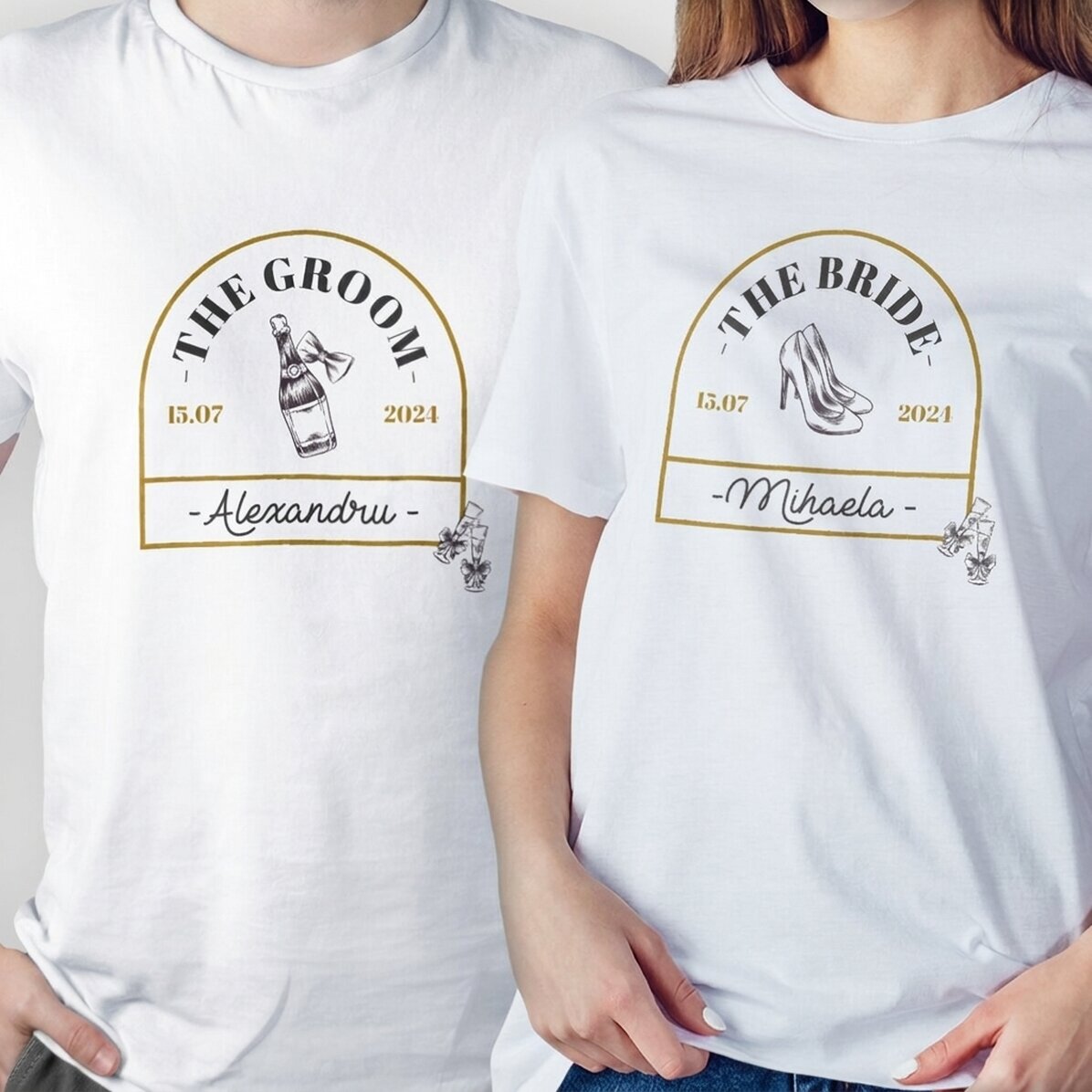 Camiseta de algodón personalizada con texto para una boda - Vintage Love
