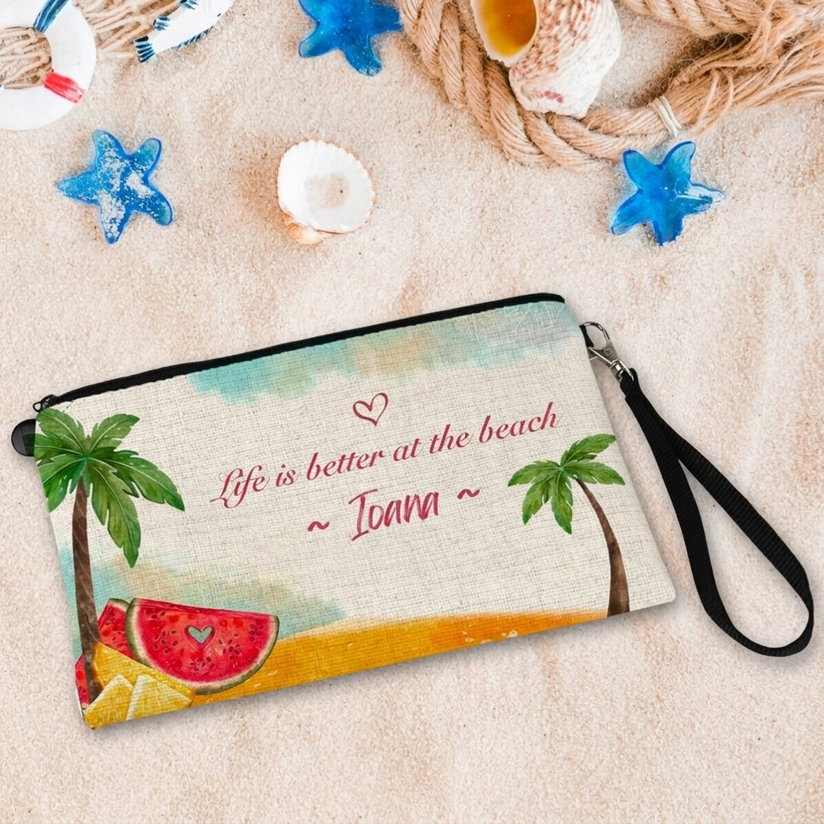 Bolsita para accesorios personalizada con texto - Playa