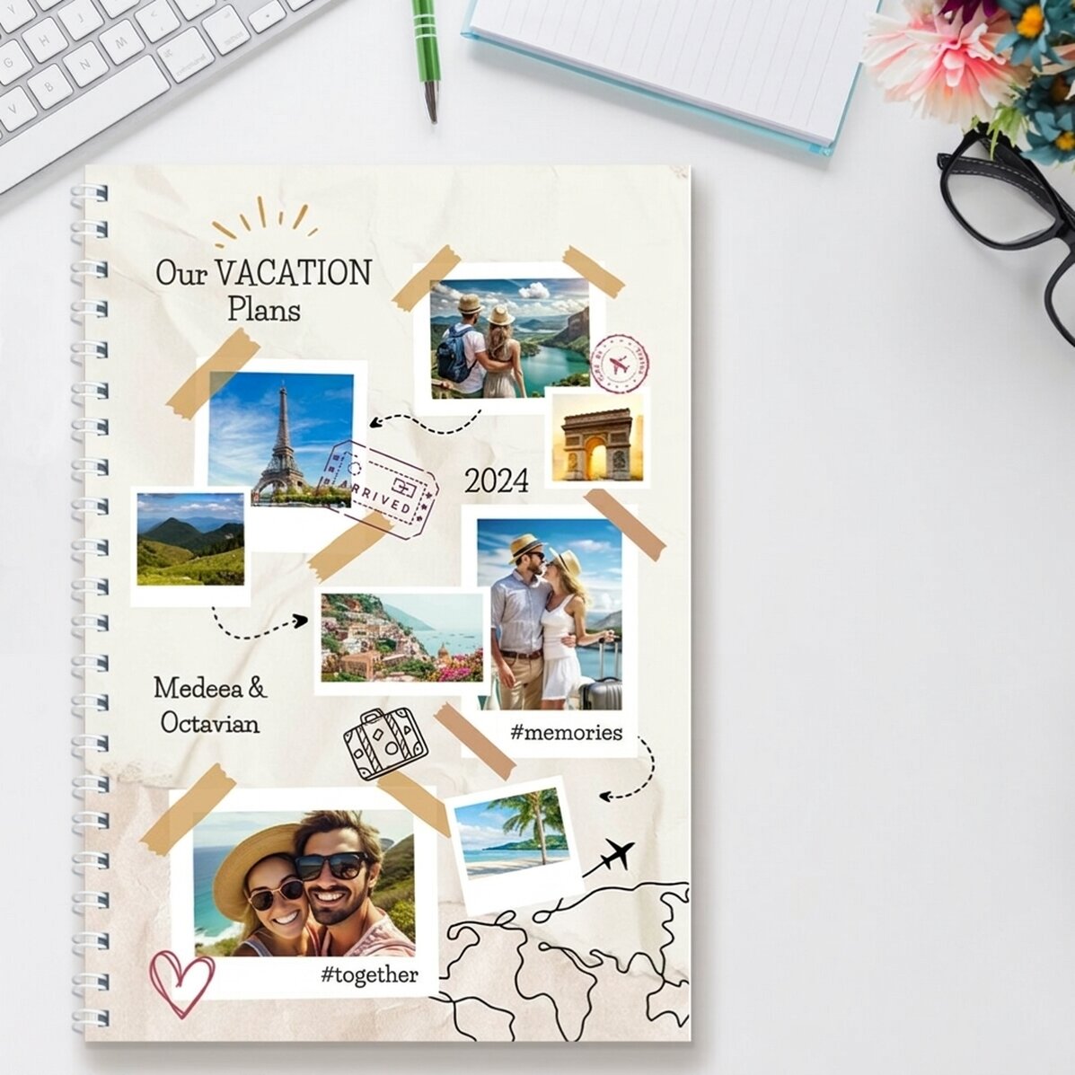 Cuaderno personalizado con 8 fotos y texto - Planes de vacaciones