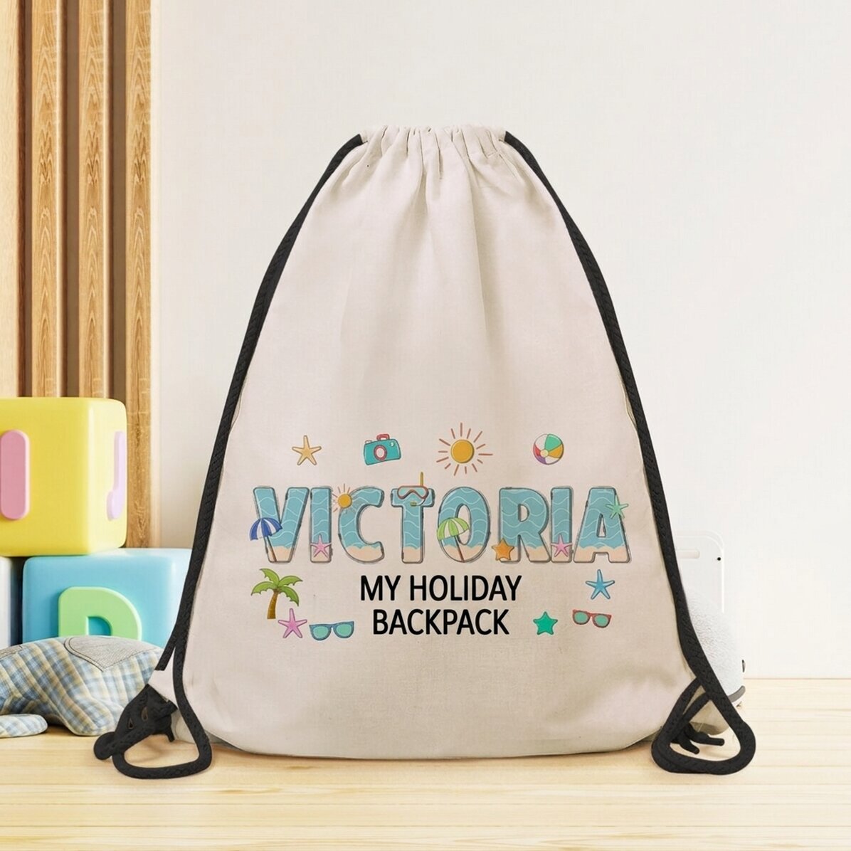 Mochila personalizada con nombre y mensaje - Vacaciones de verano