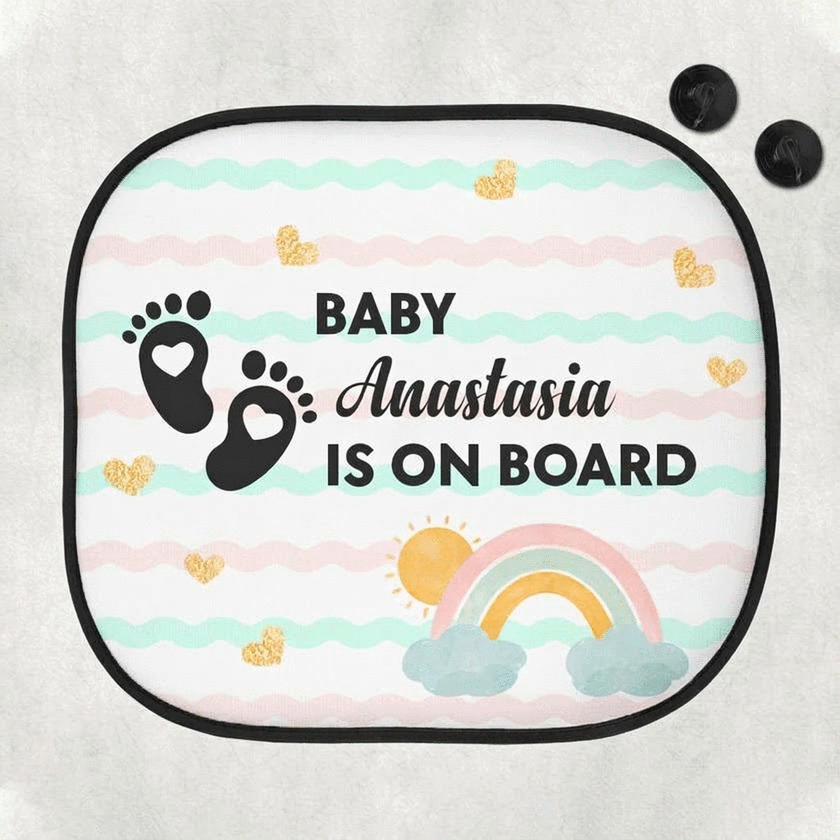 Parasol para coche personalizado con mensaje: «Baby on board»