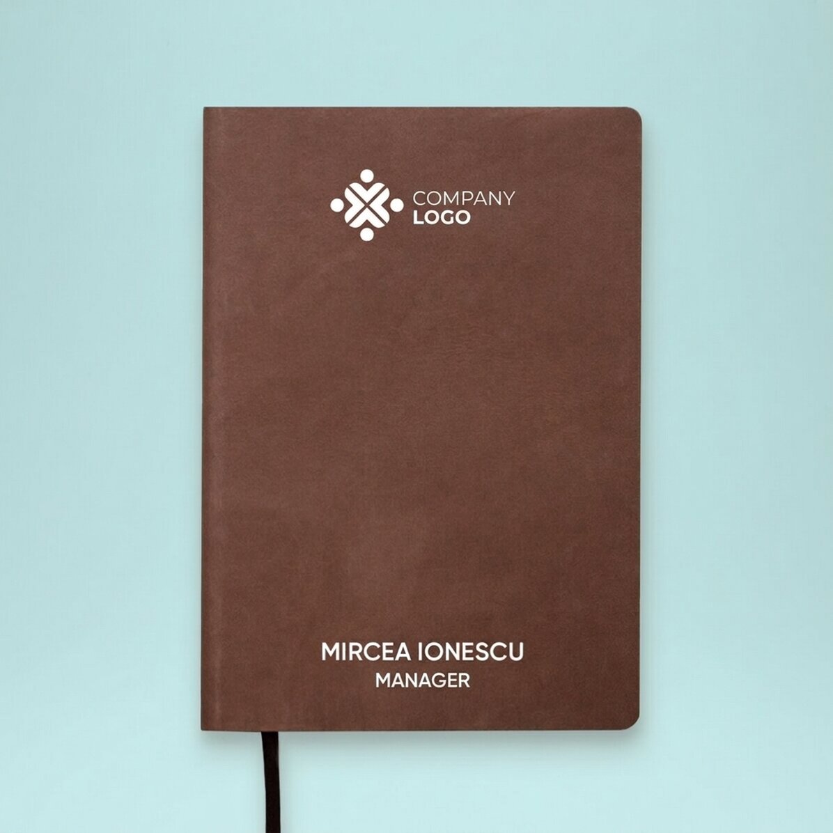 Agenda de piel personalizada a color con logotipo y nombre