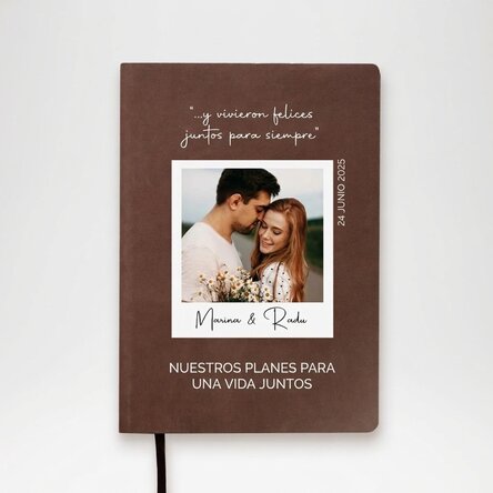 Agenda de piel personalizada a color con una foto y un mensaje