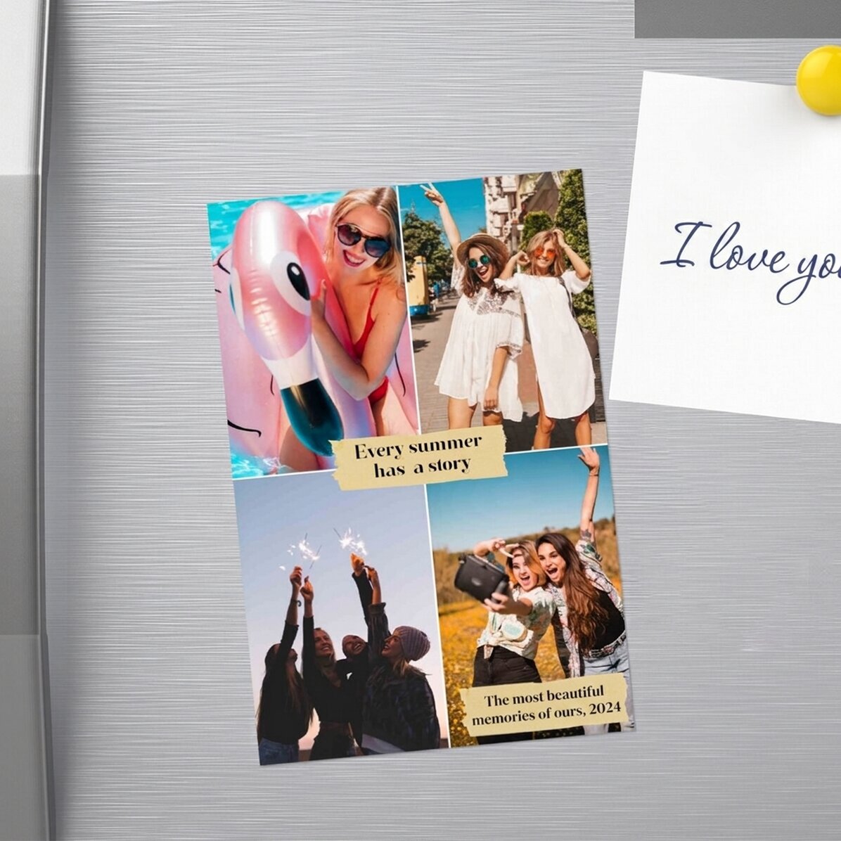 Imán personalizado de 10 x 15 cm con 4 fotos y mensajes