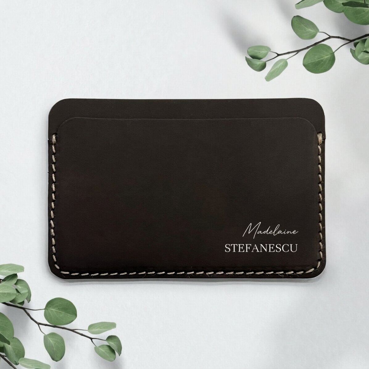 Cartera de piel personalizada a color con nombre