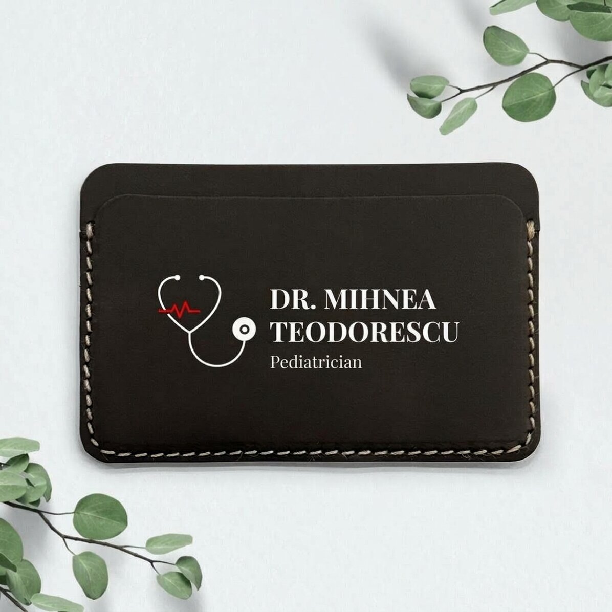Cartera de piel personalizada a color con texto - Medic
