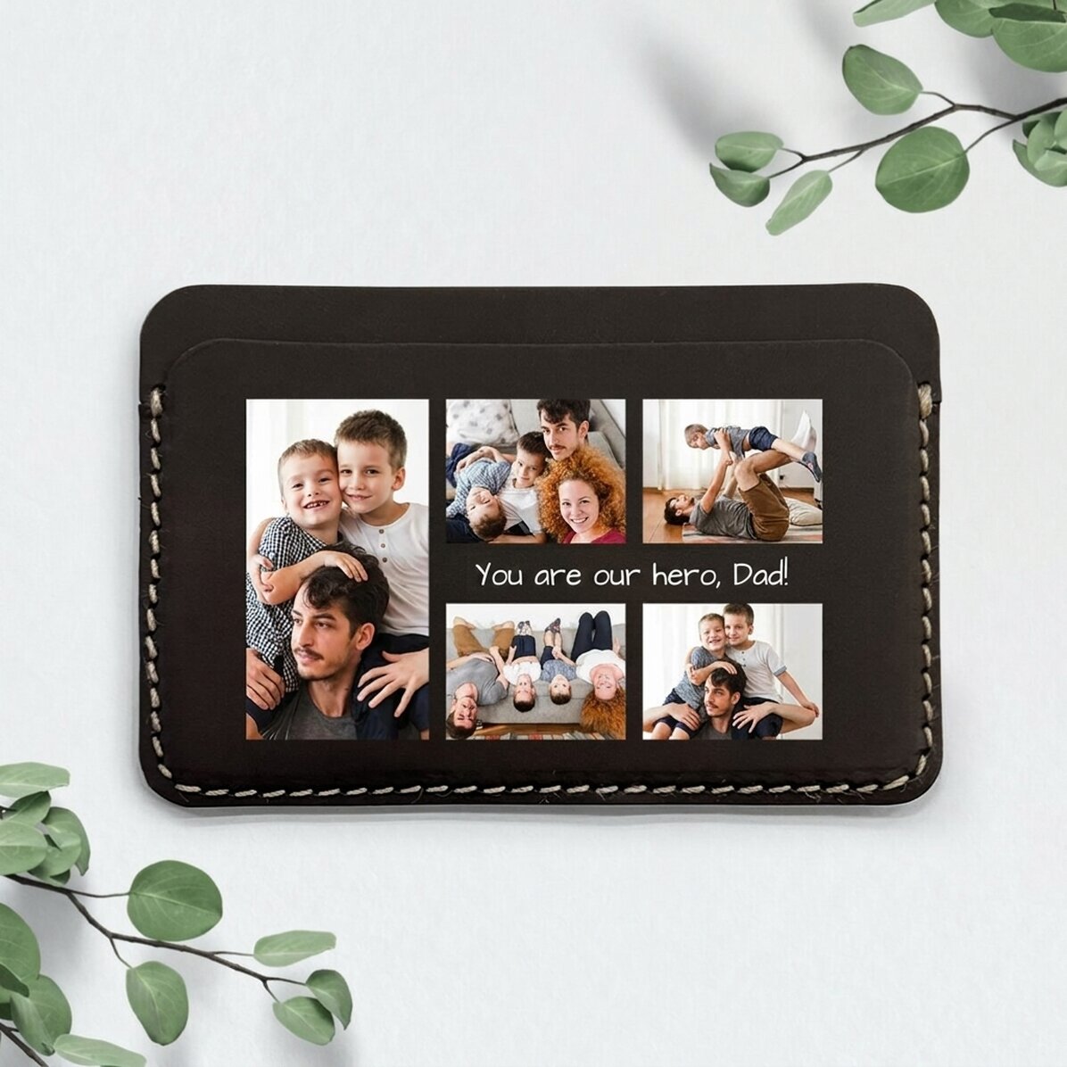 Cartera de piel personalizada a color con mensaje y 5 fotos