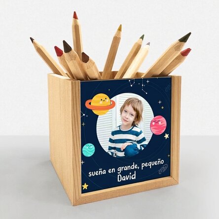 Portalápices personalizado con foto y texto - Cosmos