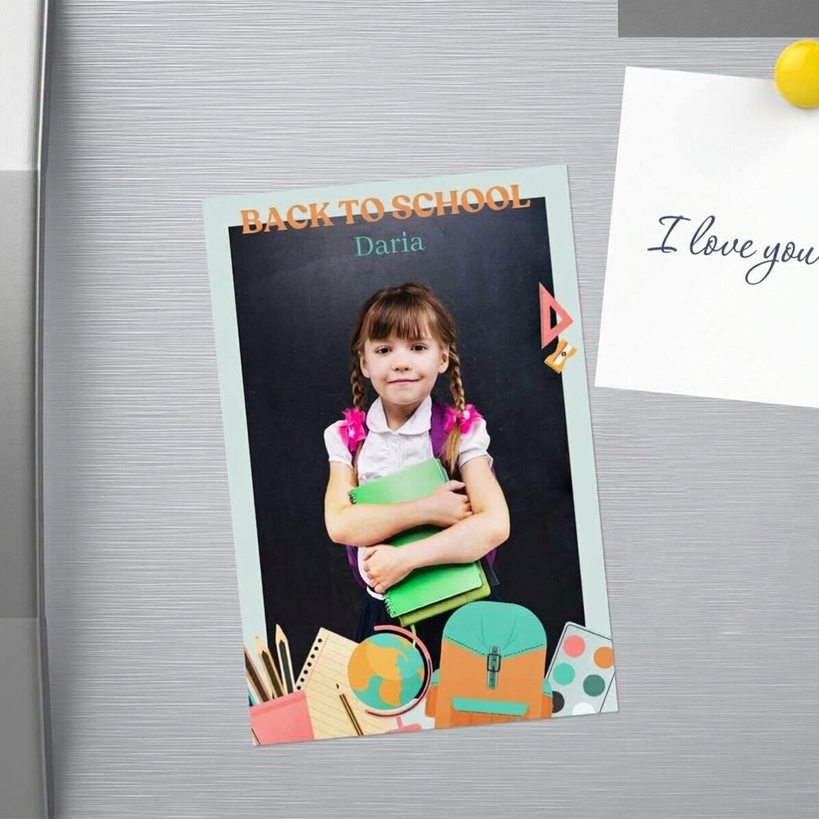Imán de 10 x 15 cm personalizado con una foto y un texto - Vuelta al cole