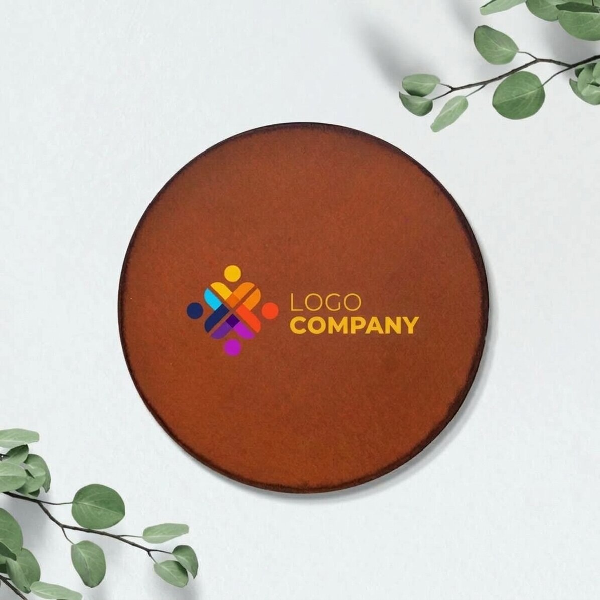 Posavasos de piel personalizado en color con logotipo