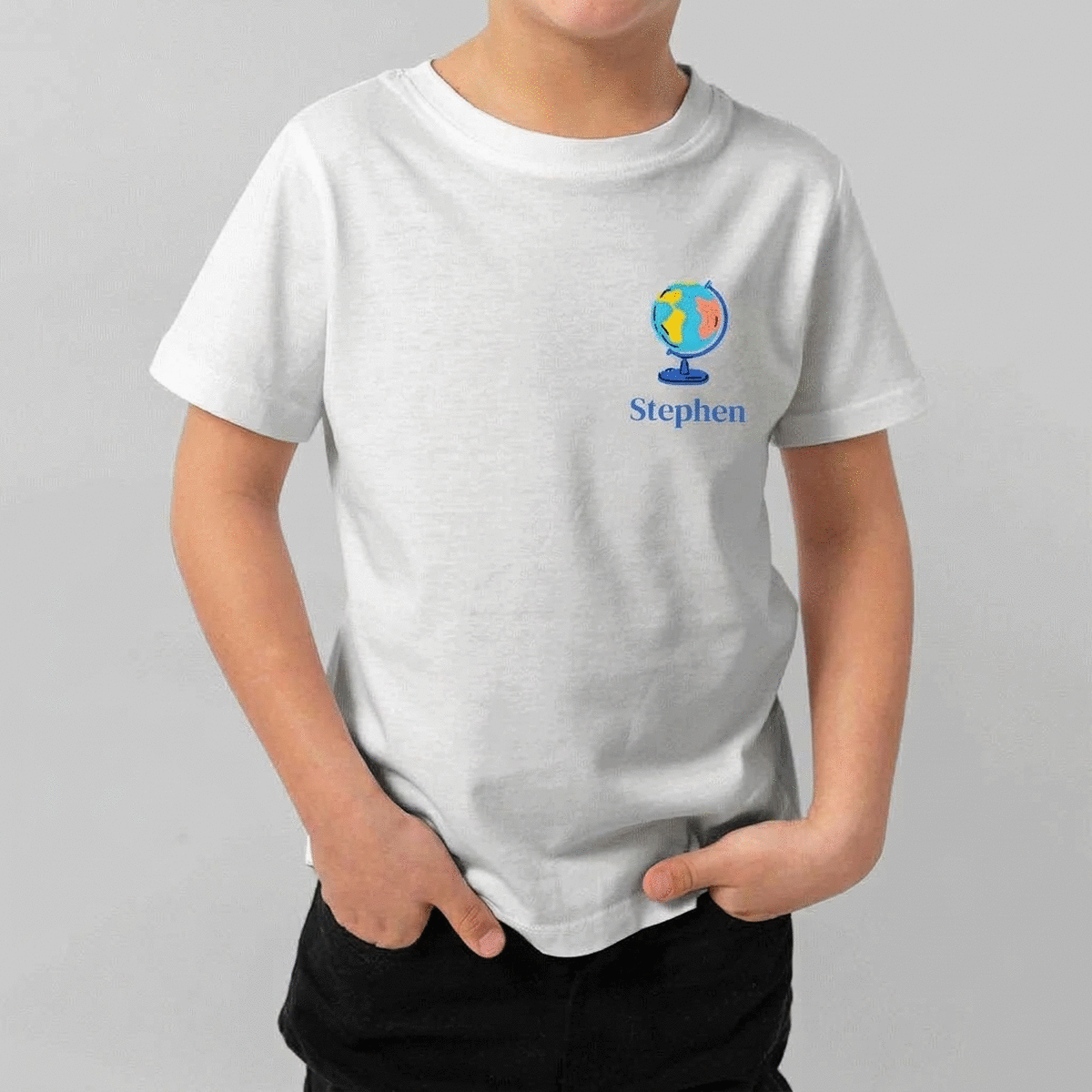 Camiseta de algodón para niños personalizada con el nombre, ideal para el colegio