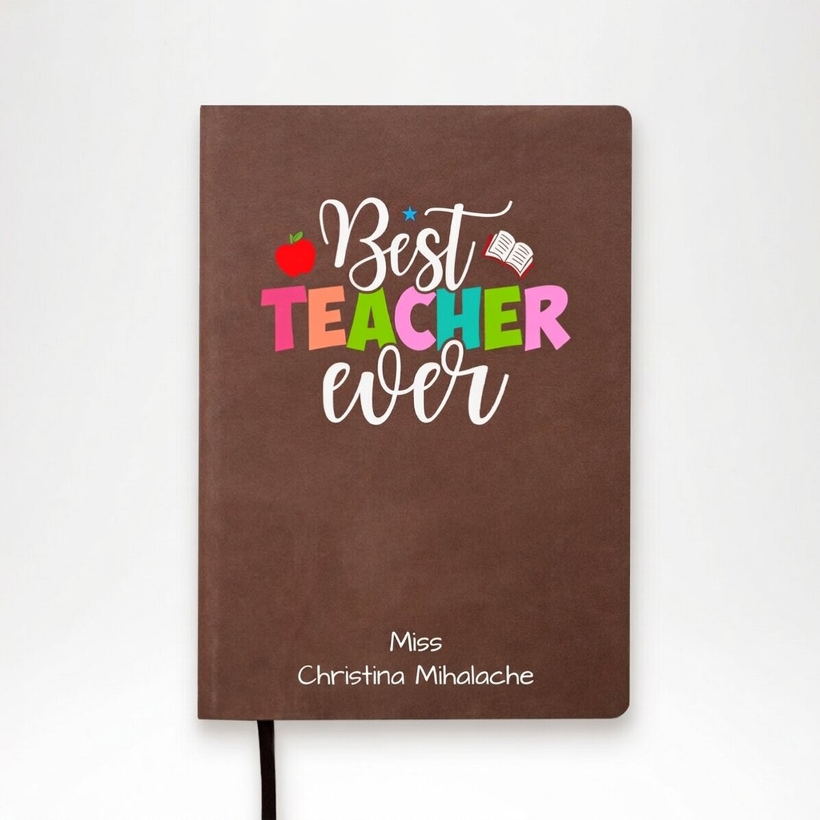 Agenda personalizada a todo color con texto: «El mejor profesor del mundo»