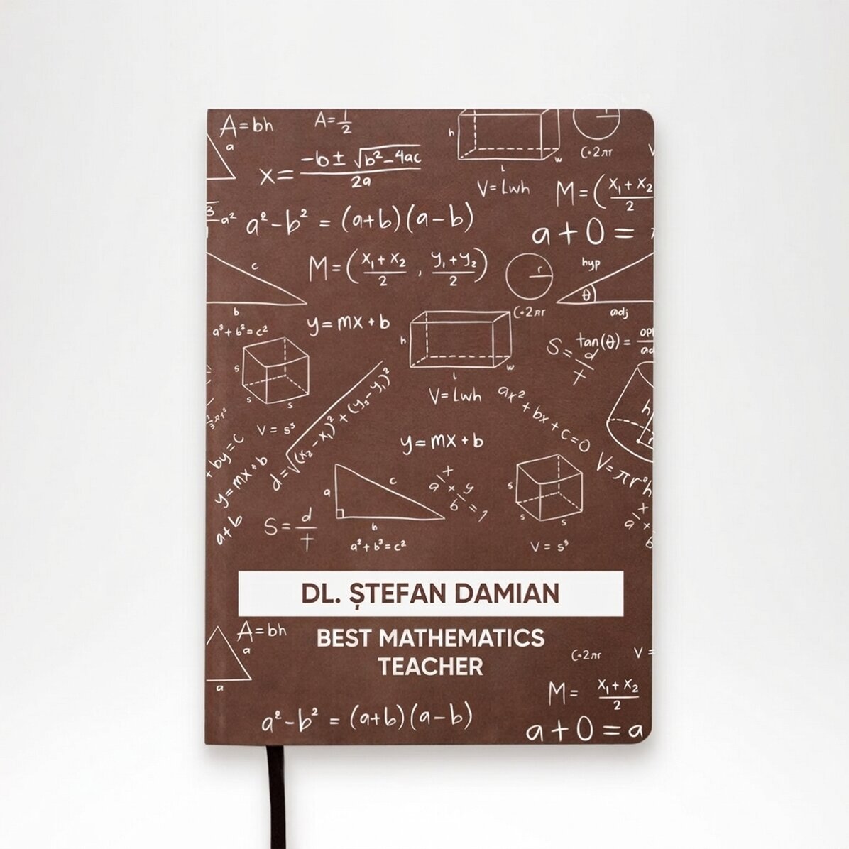Agenda personalizada a todo color con texto para profesores de matemáticas