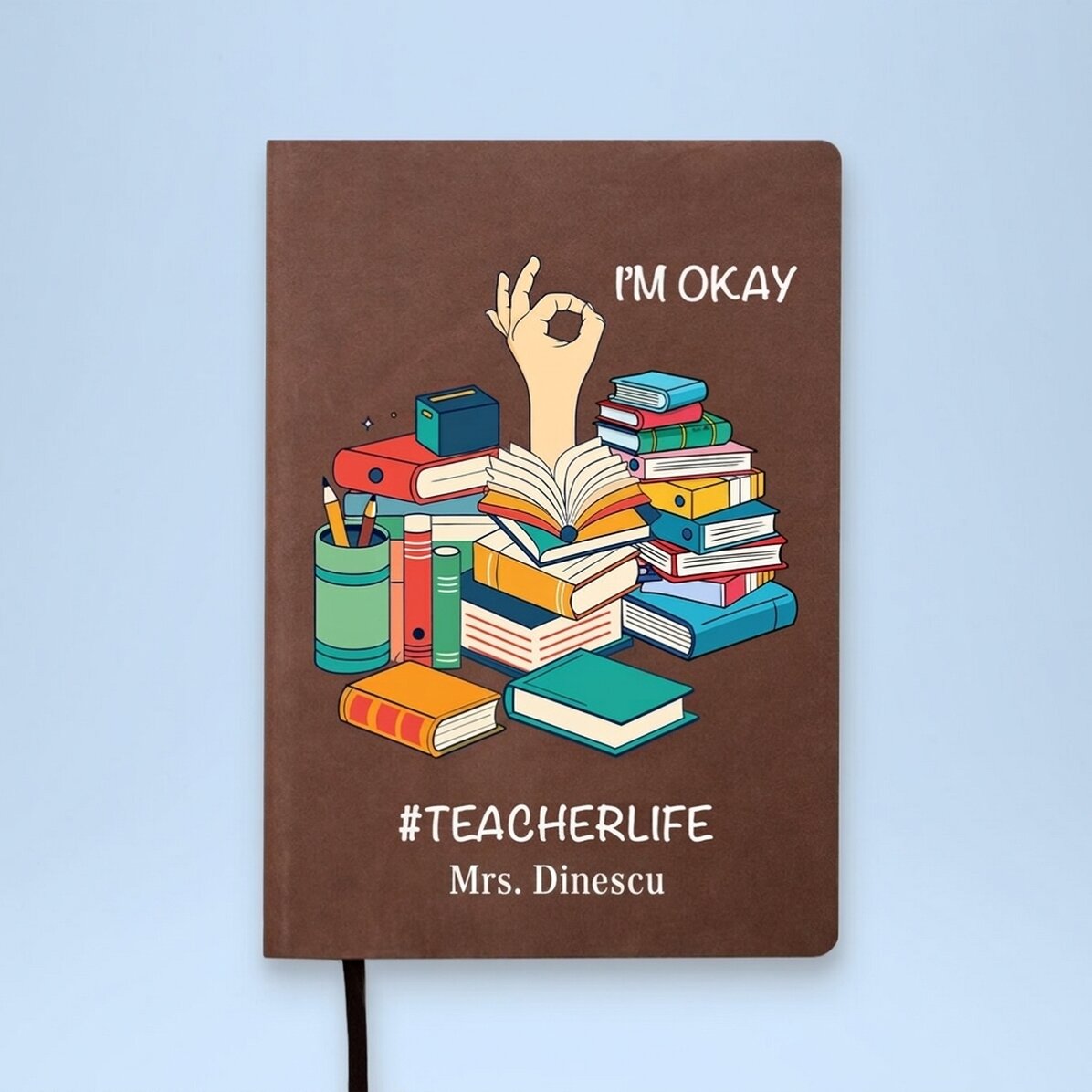 Agenda de piel personalizada a color - #TEACHERLIFE