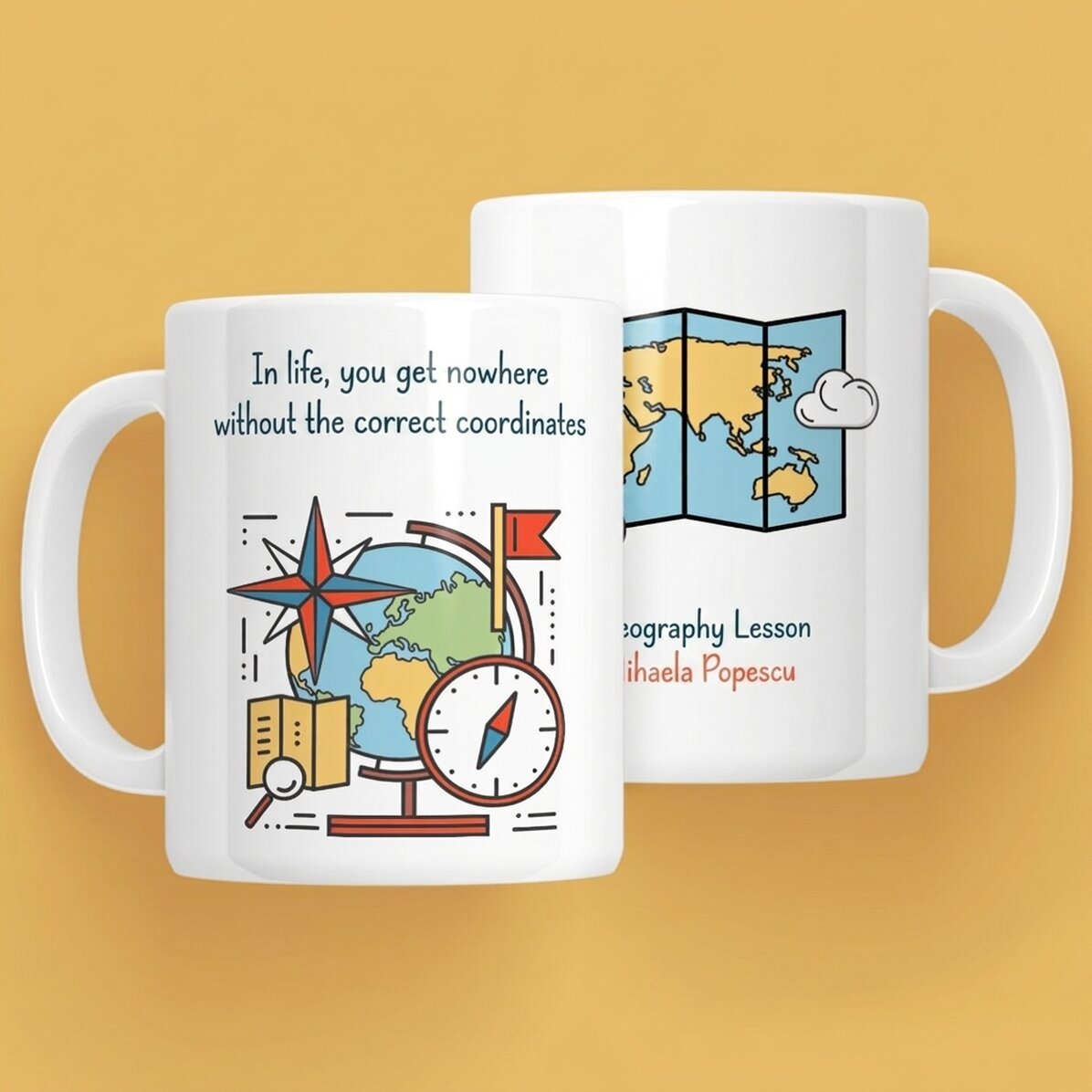 Taza personalizada con mensaje: «La profesora de Geografía»