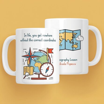 Taza personalizada con mensaje: «La profesora de Geografía»