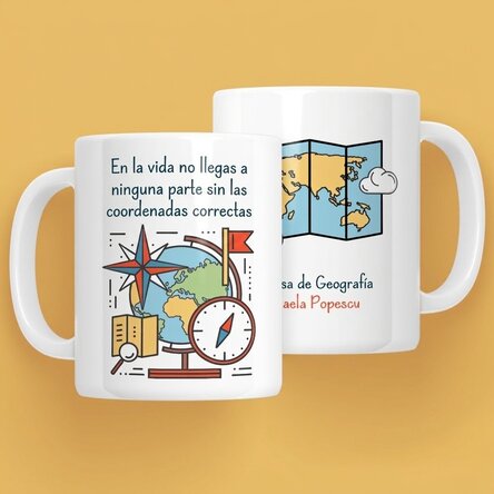 Taza personalizada con mensaje: «La profesora de Geografía»