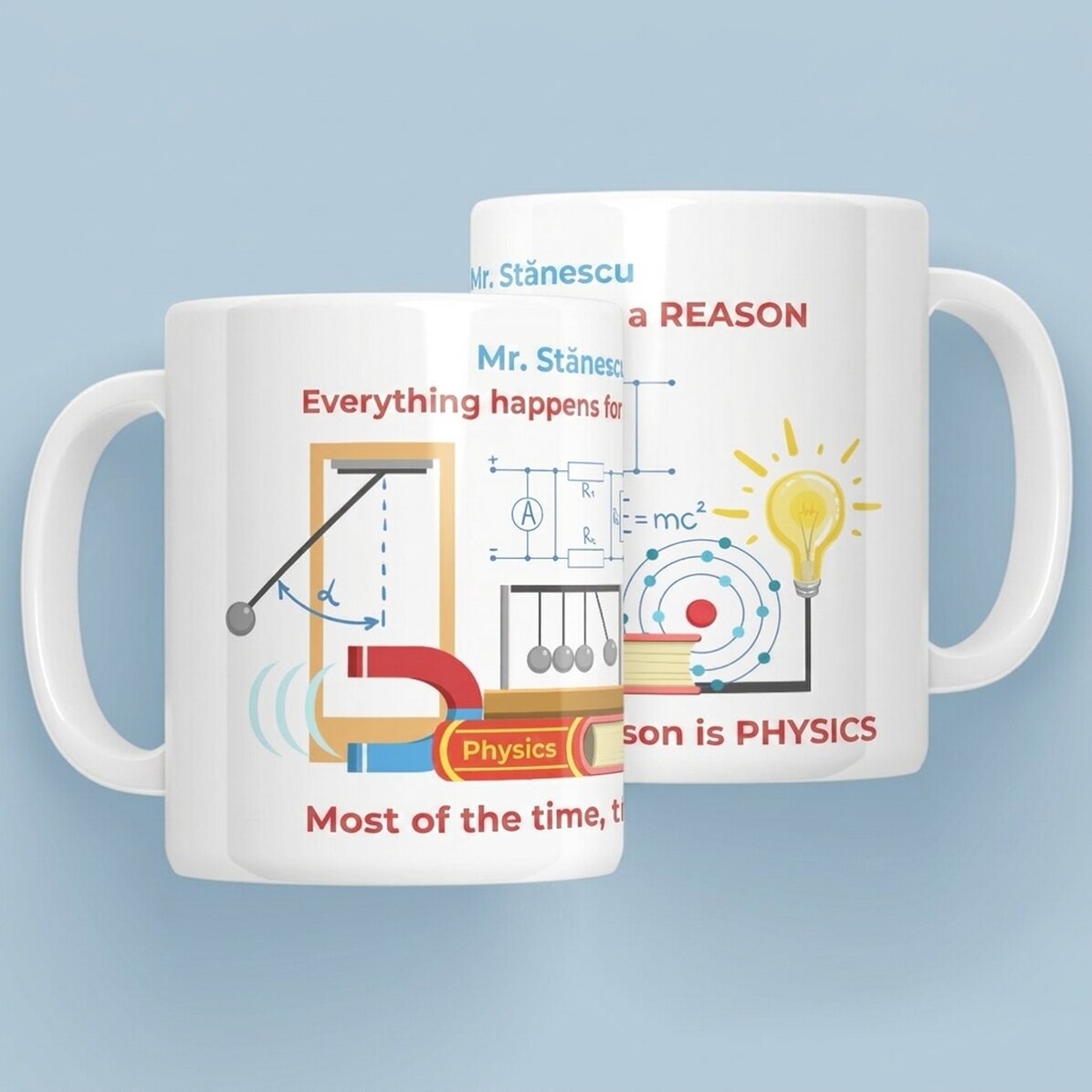 Taza personalizada con mensaje: «Profesor de Física»