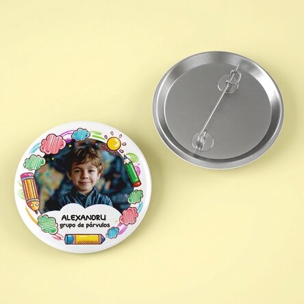 Chapa personalizada con foto y texto - Guardería