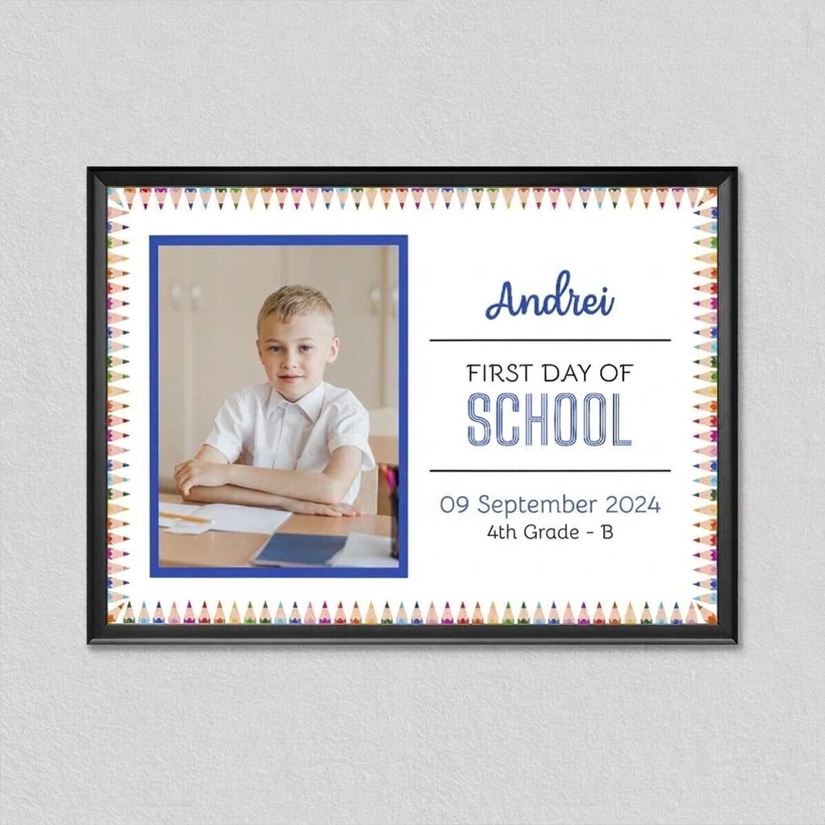 Cuadro personalizado con texto y una foto - Vuelta al cole