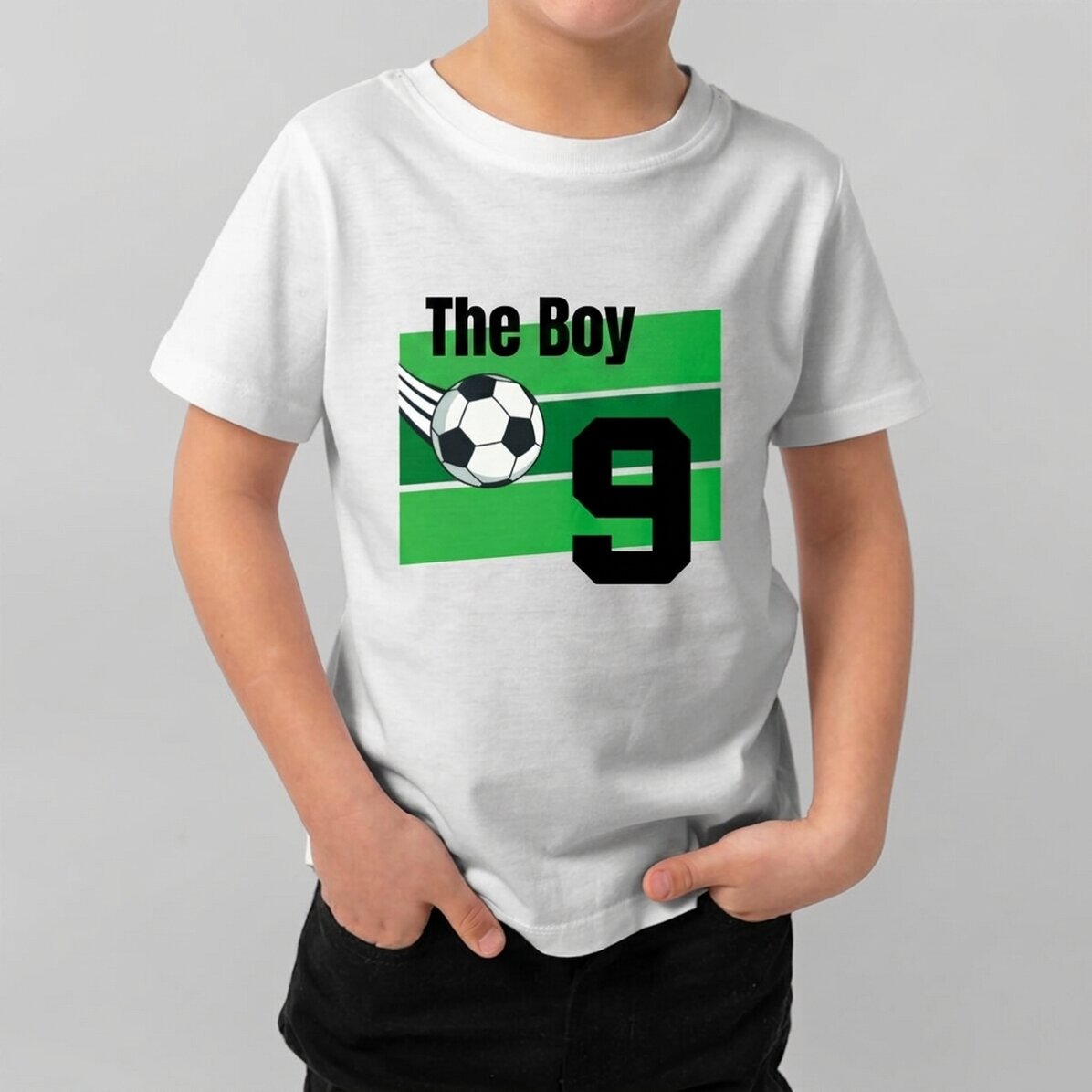 Camiseta de algodón para niños personalizada con texto - Fútbol