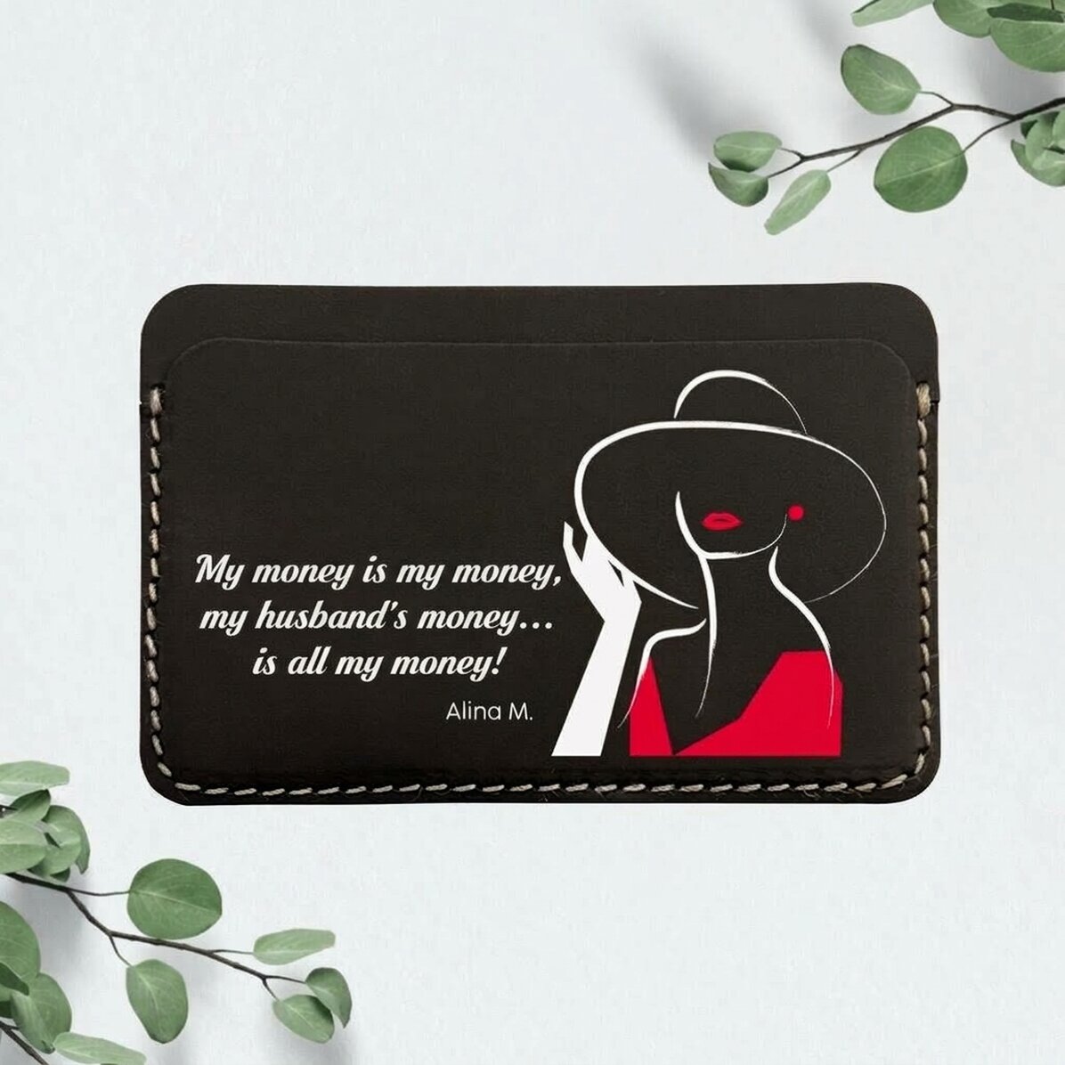 Cartera de piel personalizada a color con mensaje - Lady
