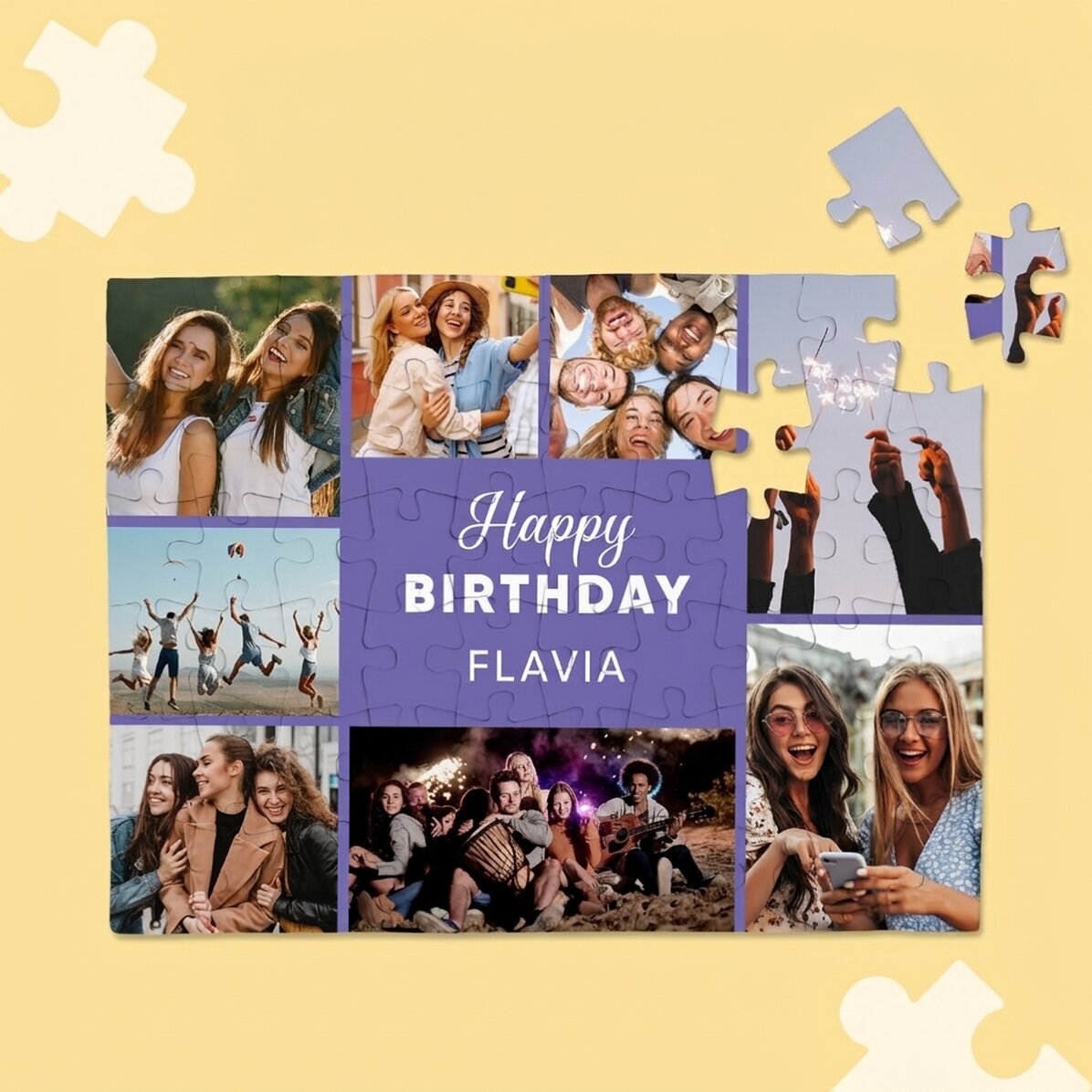 Rompecabezas personalizado con 8 fotos y texto