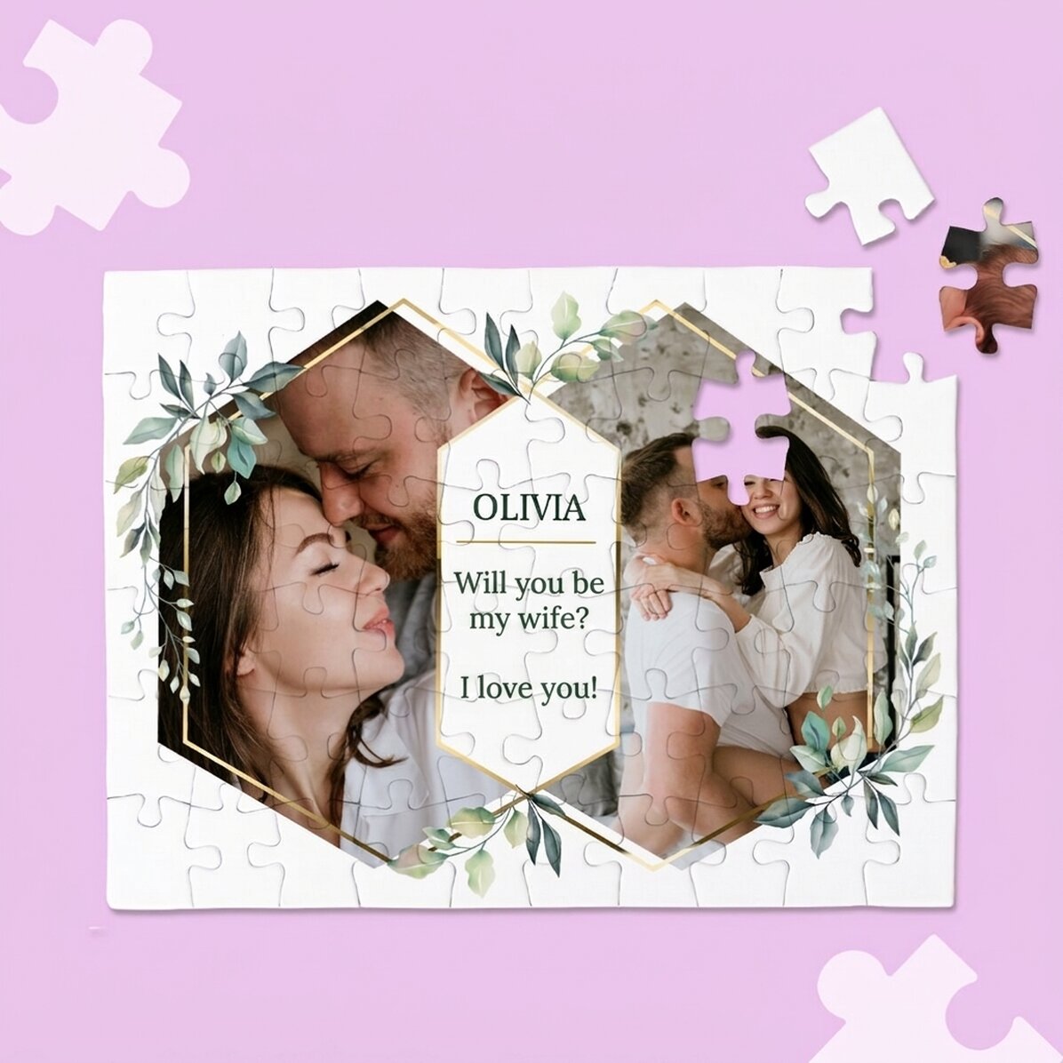 Rompecabezas personalizado con 2 fotos y un mensaje - Momentos especiales