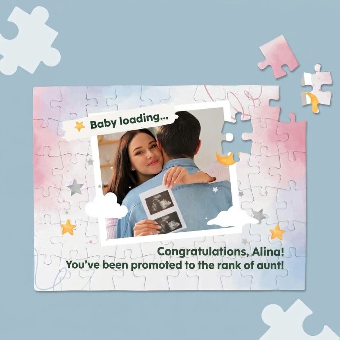 Rompecabezas personalizado con una foto y un mensaje - Bebé