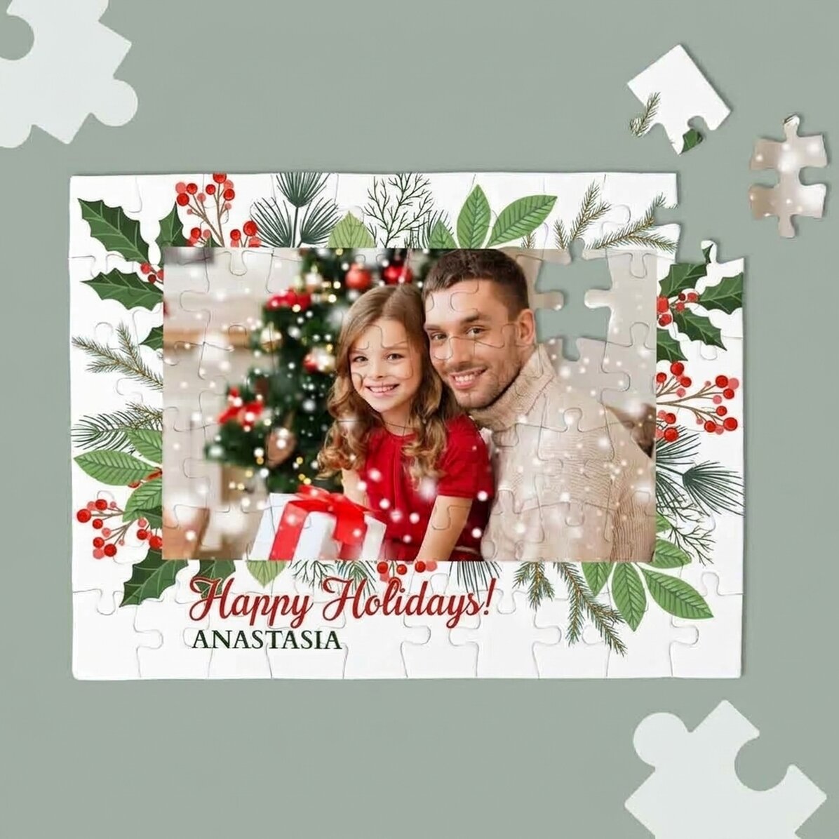 Rompecabezas personalizado con una foto y un texto - Una Navidad de cuento