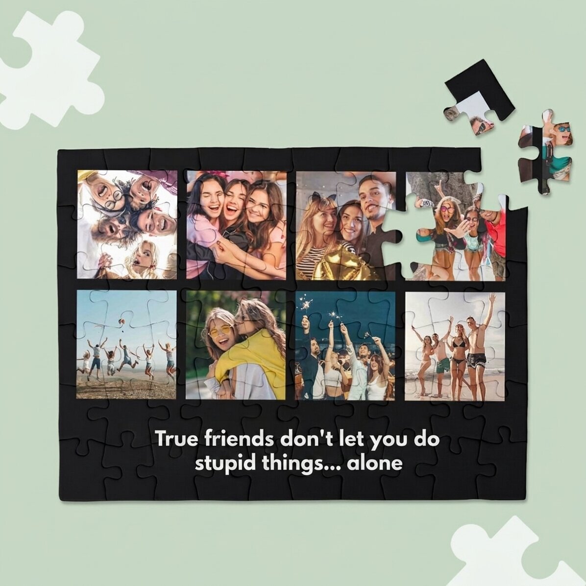 Rompecabezas personalizado con 8 fotos y texto