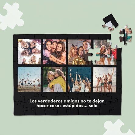Rompecabezas personalizado con 8 fotos y texto