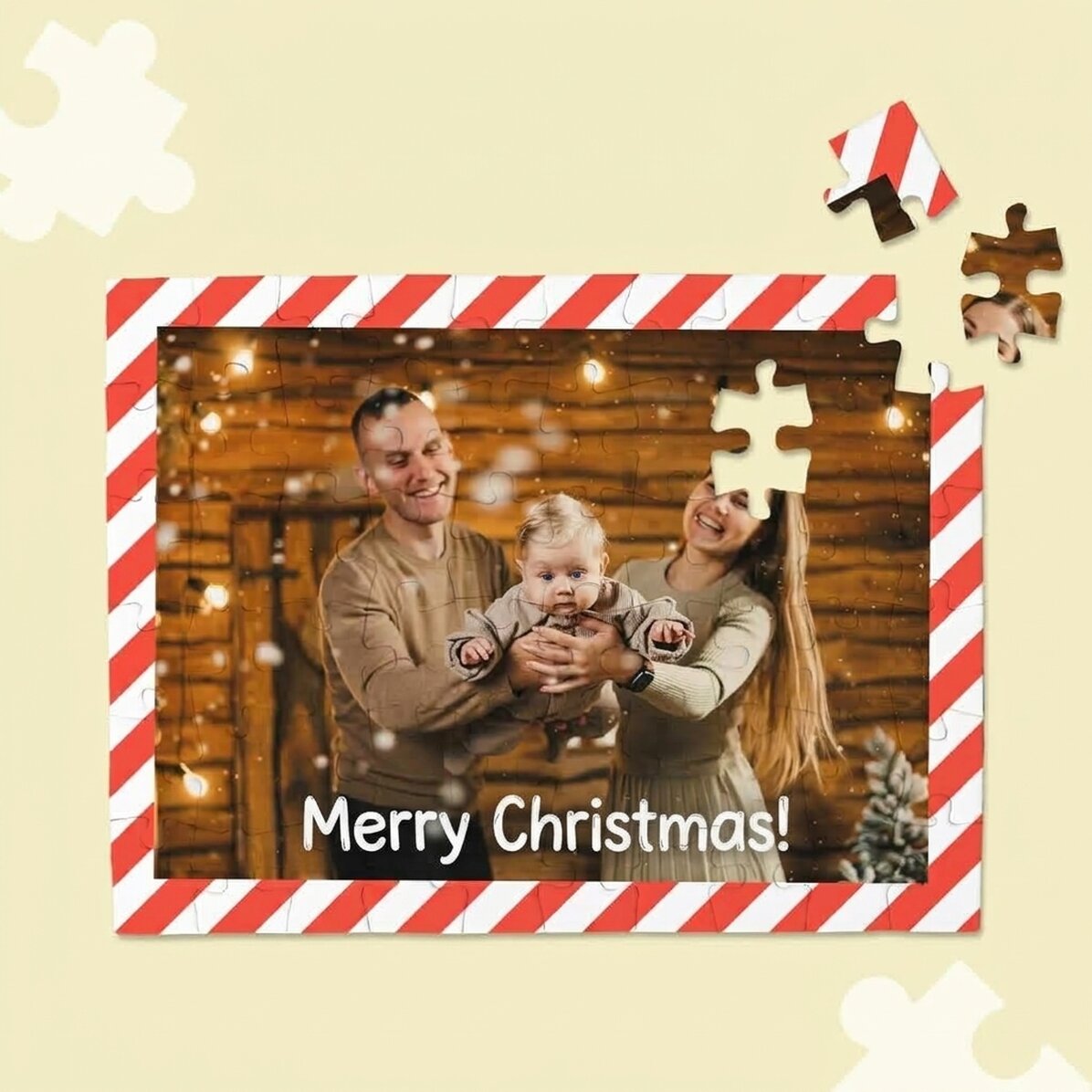 Rompecabezas personalizado con una foto y un texto - Feliz Navidad