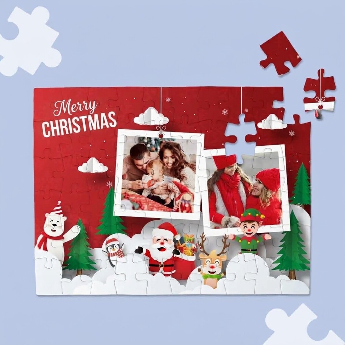 Rompecabezas personalizado con 2 fotos - Feliz Navidad