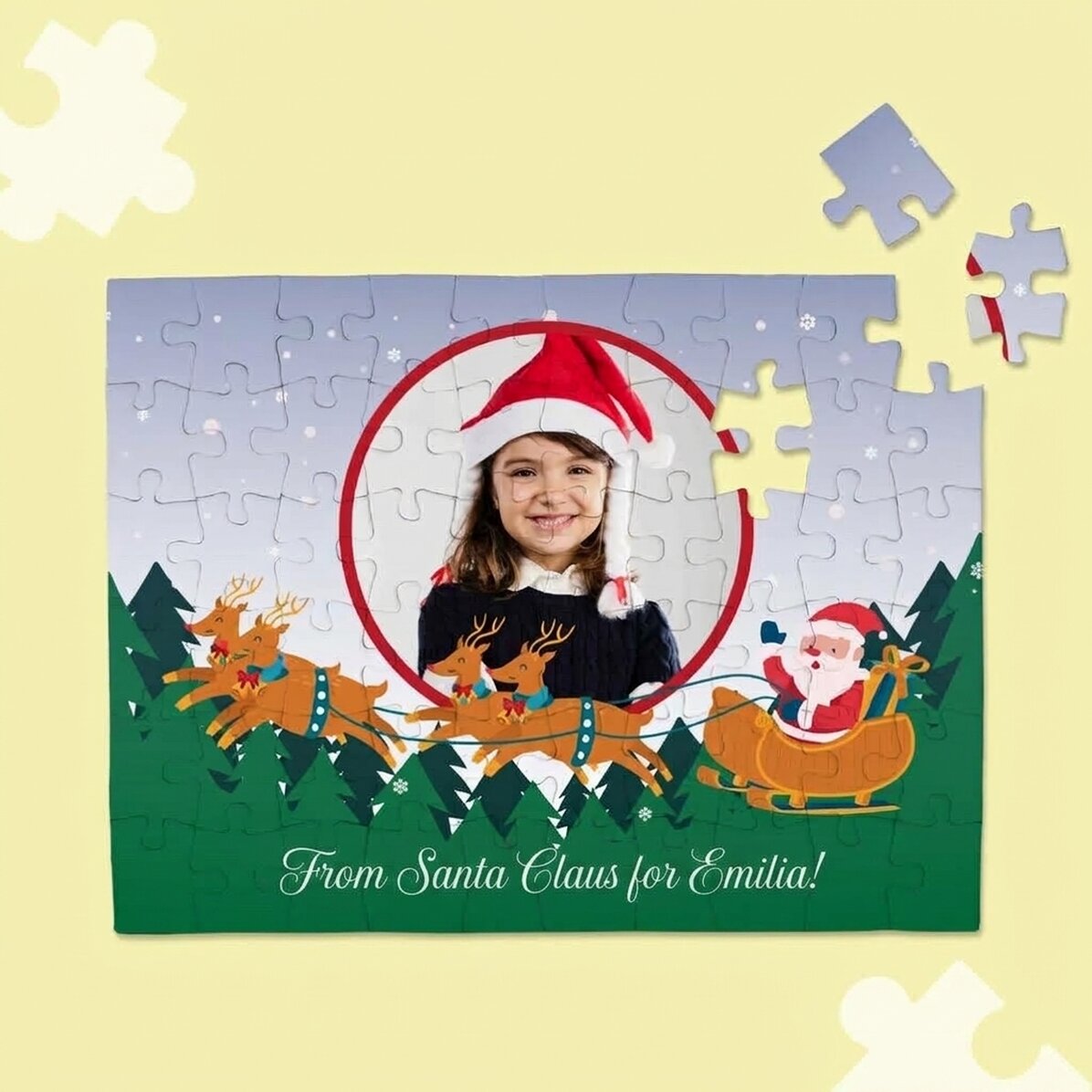 Rompecabezas personalizado con una foto y un texto - Papá Noel