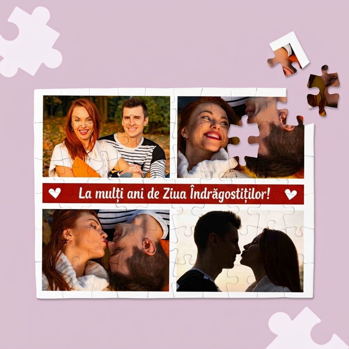 Rompecabezas personalizado con 4 fotos y texto - Moments