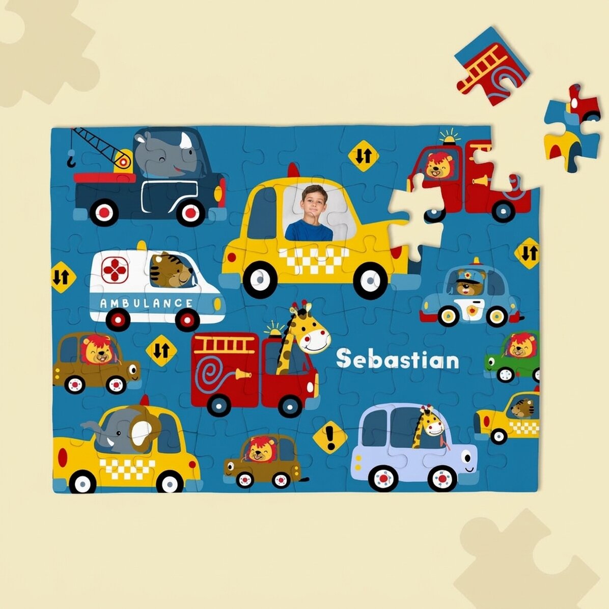 Rompecabezas personalizado para niños con una foto y un texto - Cars