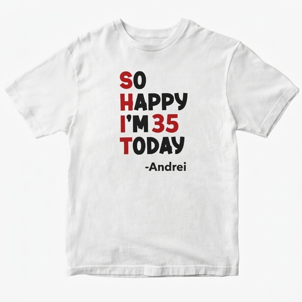 Camiseta de algodón personalizada con el texto «So happy»