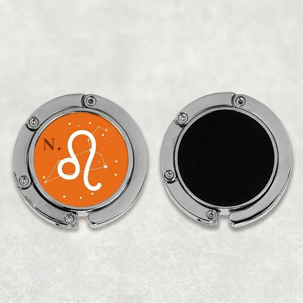 Soporte para bolso de mesa personalizado con texto: Signo del Leo