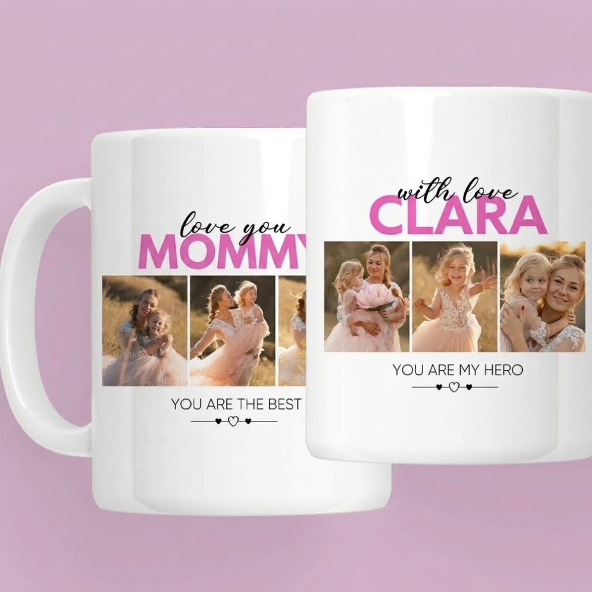 Taza personalizada con 6 fotos y texto - With love