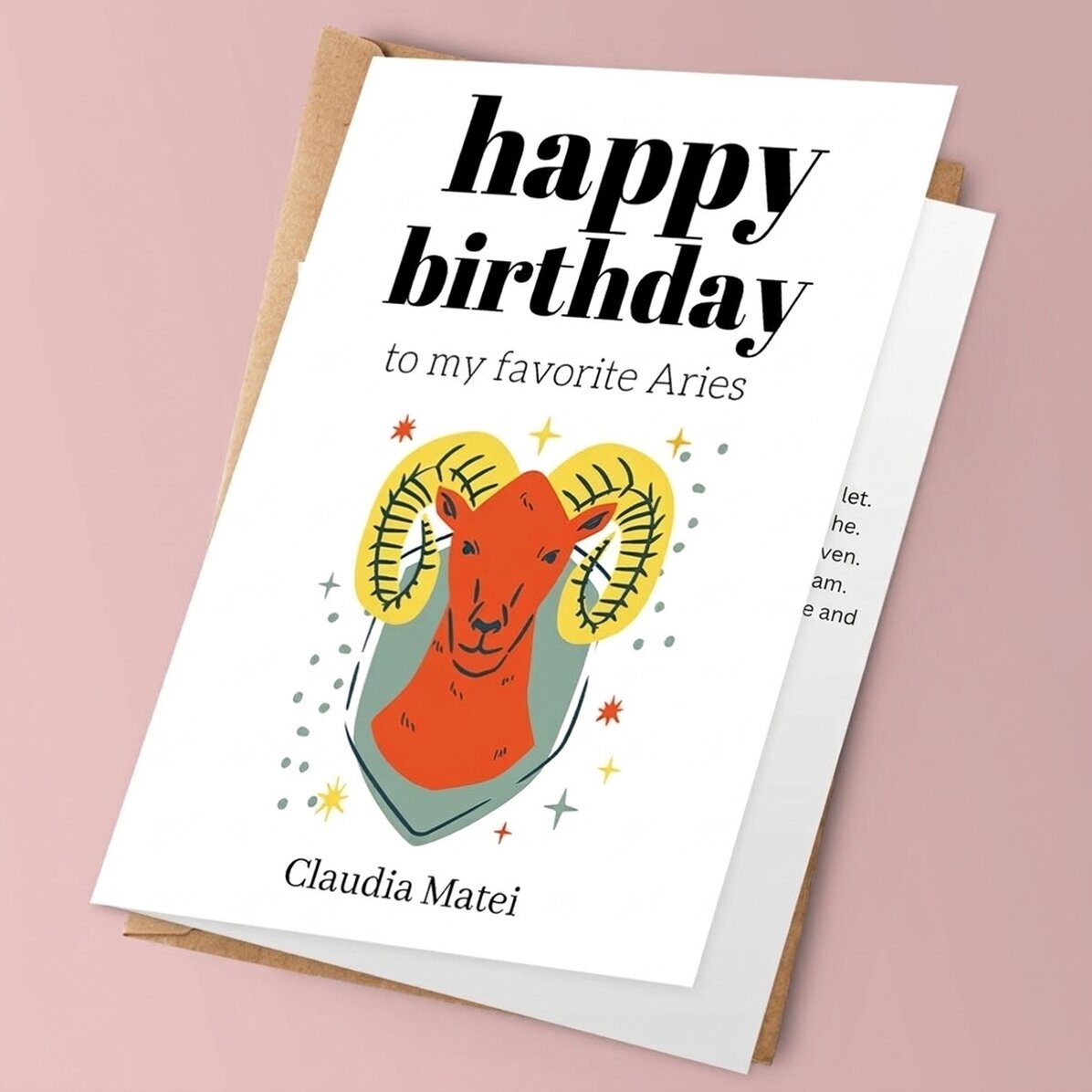 Tarjeta de felicitación personalizada con texto - Signo del zodiaco