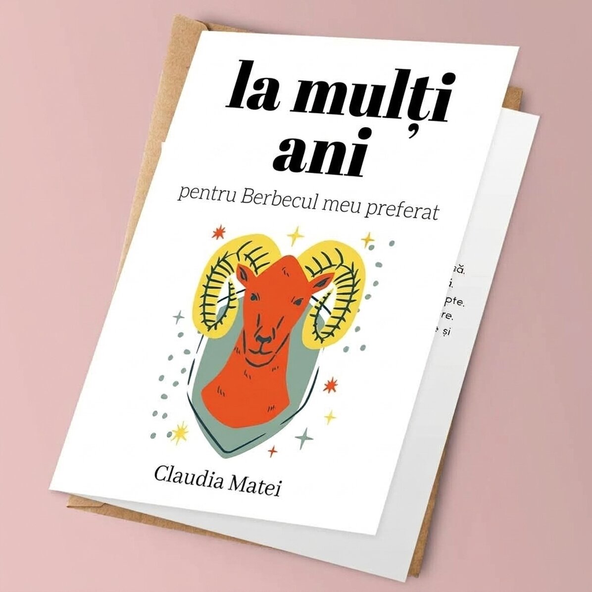 Tarjeta de felicitación personalizada con texto - Signo del Aries