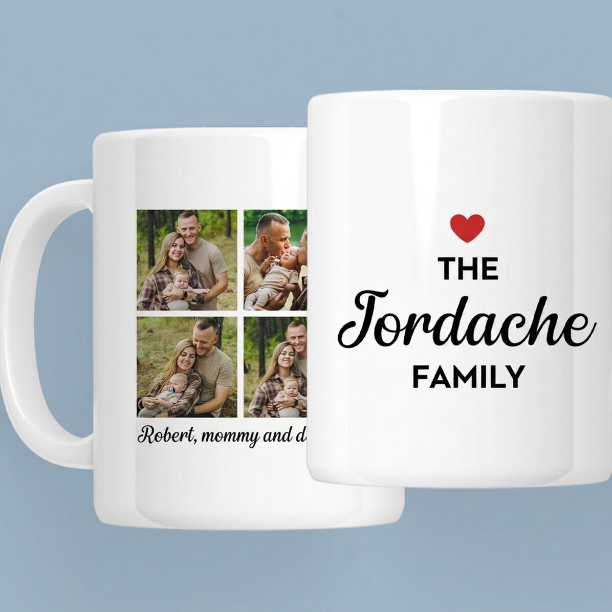 Taza personalizada con 4 fotos y texto - Familia