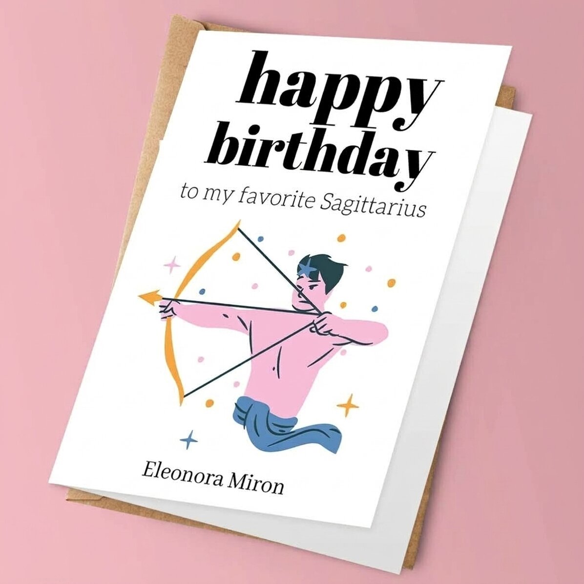 Tarjeta de felicitación personalizada con texto - Signo del Sagitario