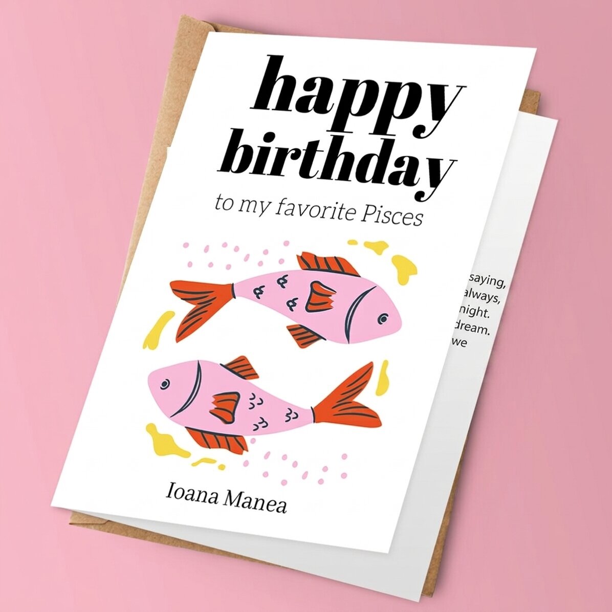 Tarjeta de felicitación personalizada con texto - Signo de Piscis