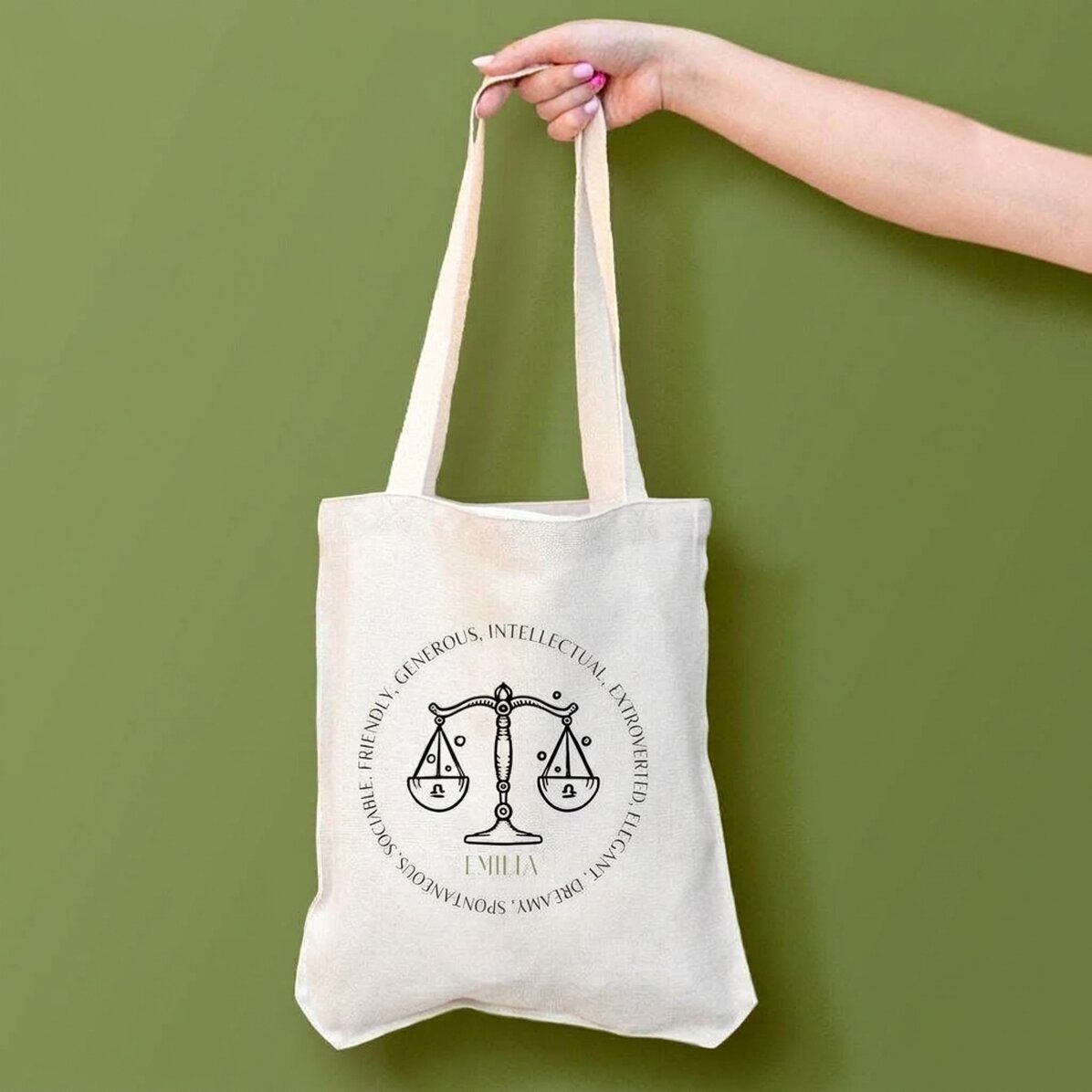 Bolso personalizado con texto - Signo del zodiaco: Libra