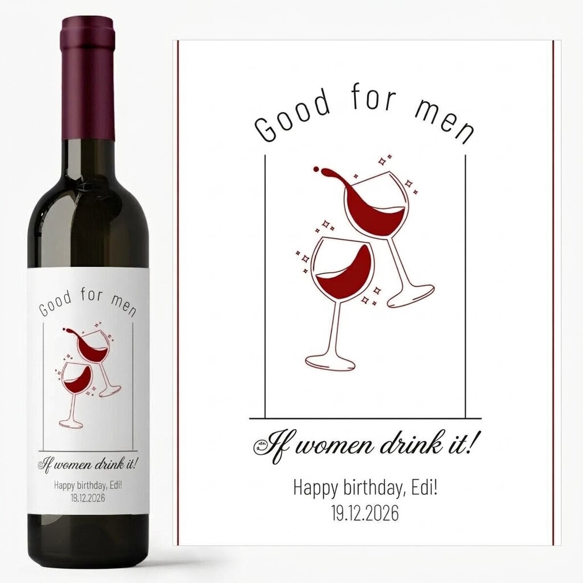 Vino personalizado con texto - Ideal para hombres
